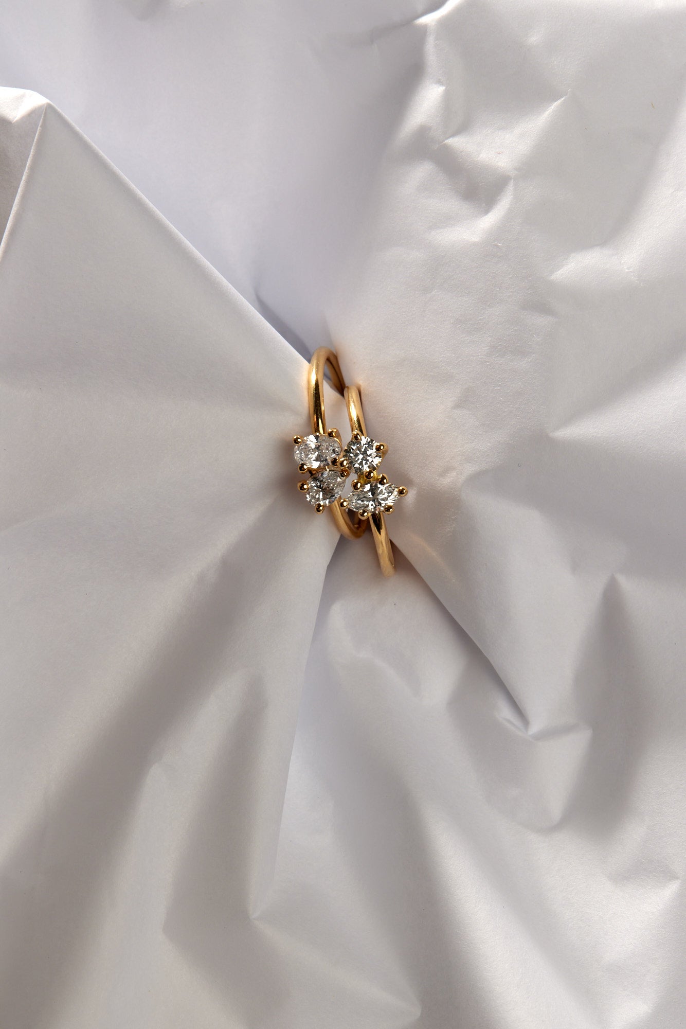 Marquise Diamond and Round Emerald Toi Et Moi Ring | 18K Yellow Gold