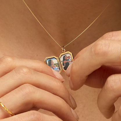 Silver Small Square Locket Necklace