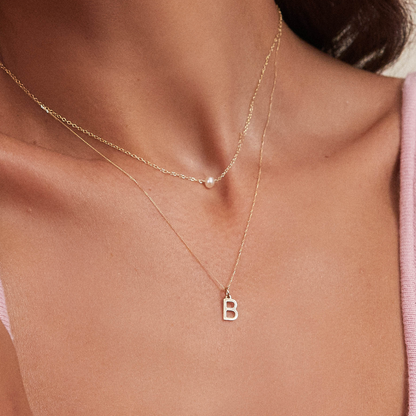 Gold Initial Letter Necklace