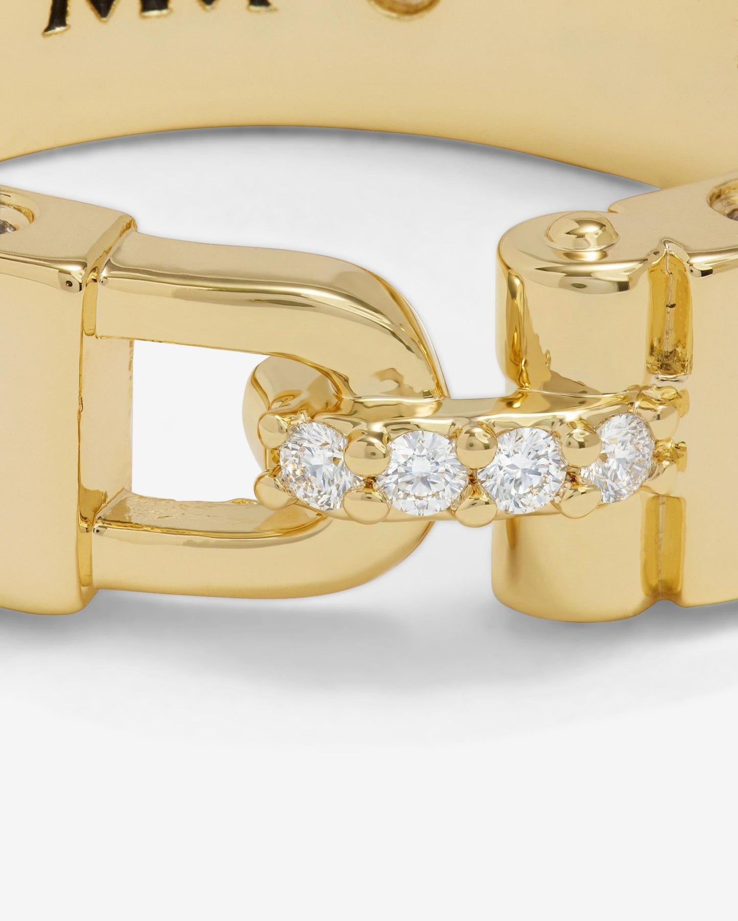 Ashley Smooth Lock Ring - Gold|White Diamondettes