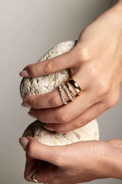Double Band Sabine Ring | Silver or White Gold