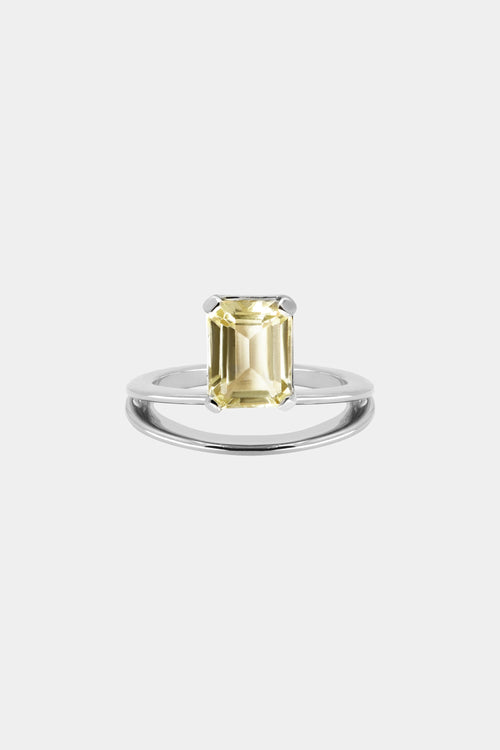 Double Band Gemstone Ring | Silver
