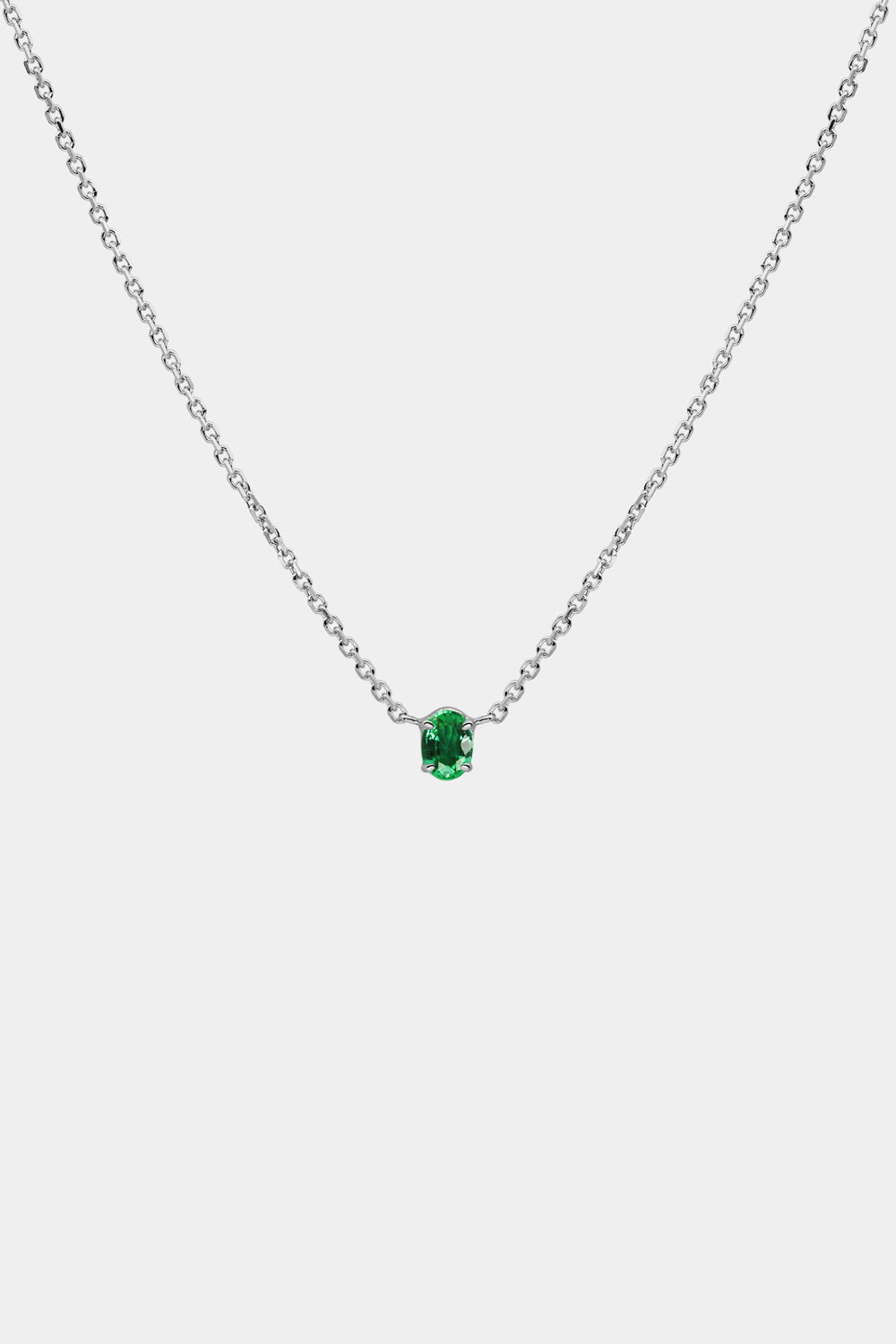 Oval Emerald Necklace | 18K Gold