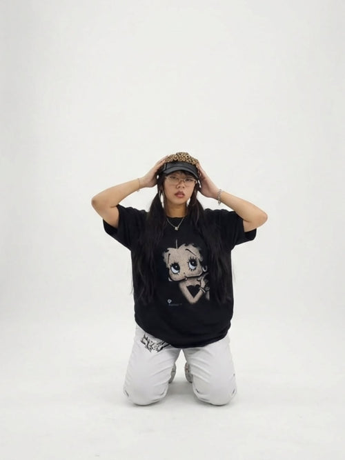 Rare Betty Boop Washed Black Tee