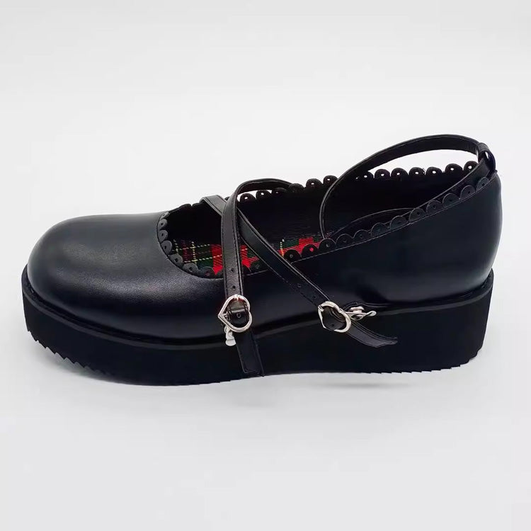 Black Doll Round Toe Soft Sister Cute Student Platform Shoes